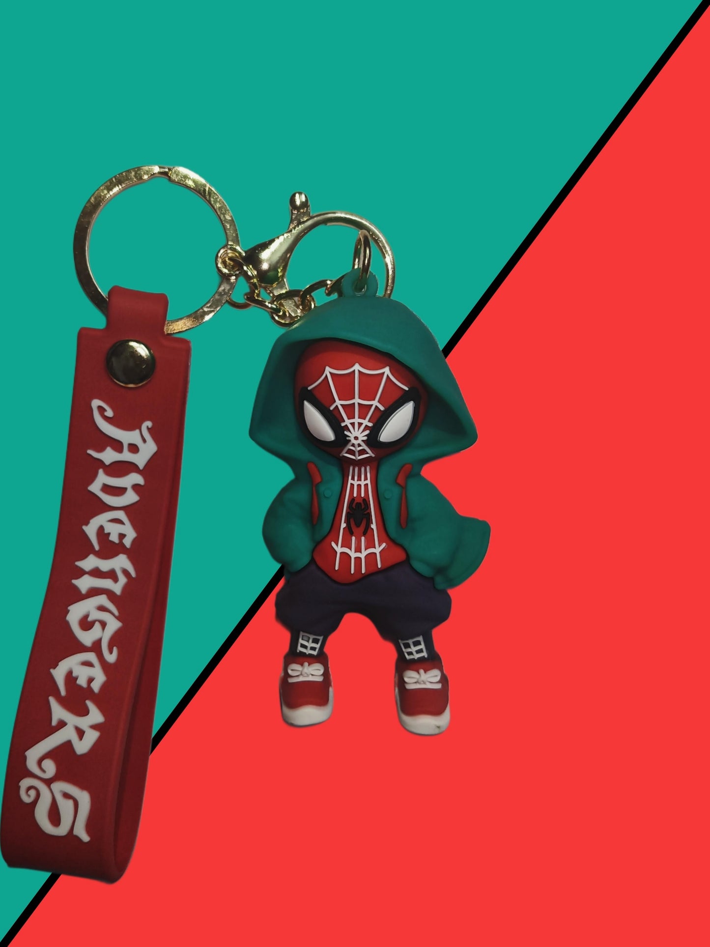 Blue hoodie spider man keychain