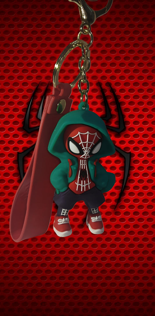 Blue hoodie spider man keychain